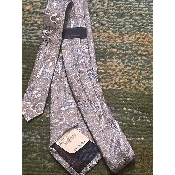 NWT David Donahue Paisley Silk Italian Handmade Neck Tie Gray Blue - Picture 12 of 14